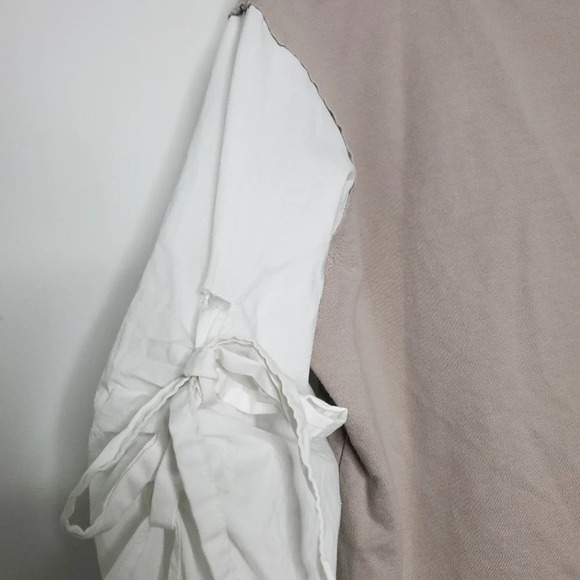 A Pictures Worth Womens Colorblock Top Medium Tan White Roll Up Sleeve S… - Picture 9 of 9